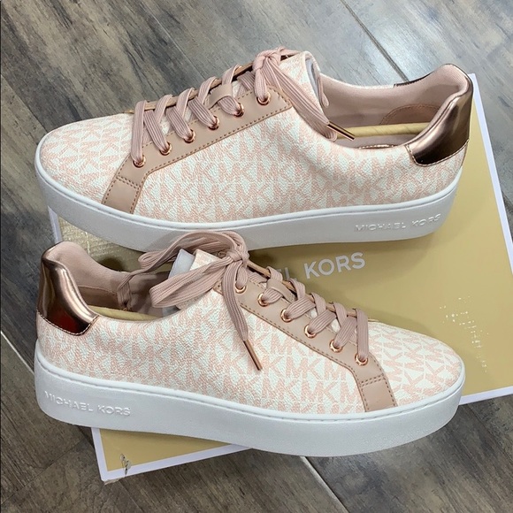 MICHAEL KORS POPPY LACE UP MINI MK LOGO PVC PINK - Picture 5 of 16